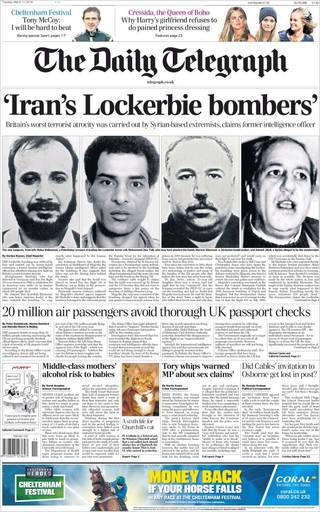 爆料：1988年洛克比空難是伊朗所為 非利比亞（20140311 英國每日電訊報）