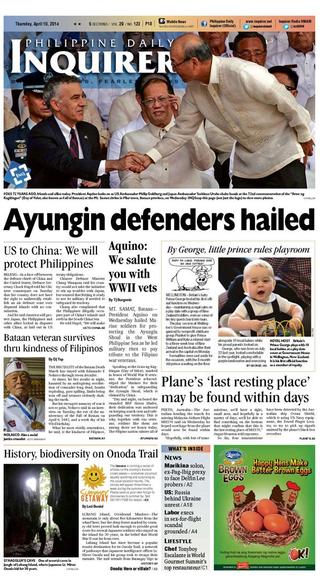 菲律賓英雄節 艾奎諾勉仁愛礁駐軍（20140410 菲律賓每日詢問者報）