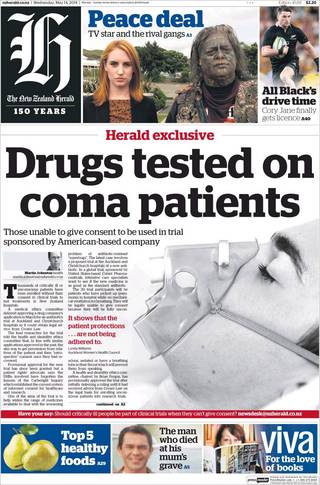 未經同意 紐西蘭數千病人成白老鼠（20140514 紐西蘭先鋒報）