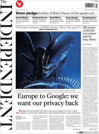 《異形》設計師摔傷致死 得年74（20140514 英國獨立報）