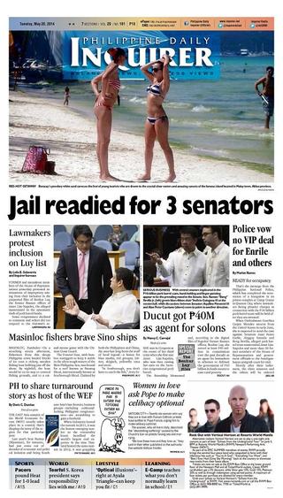 菲律賓貪汙案 監獄新增3參議員（20140520 菲律賓每日詢問者報）