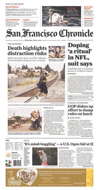 退休球員控NFL 強用止痛劑（0140521 舊金山紀事報）