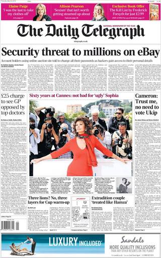 eBay遭駭 逾2億用戶個資外洩（20140522 英國每日電訊報）