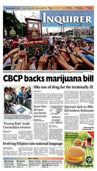 天主教主教大會 支持大麻作為安寧手段 （20150818菲律賓每日詢問者報）