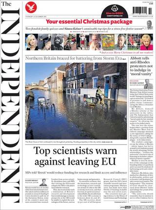 英學者示警：科研靠合作 脫歐是自廢武功（20151224 英國獨立報）